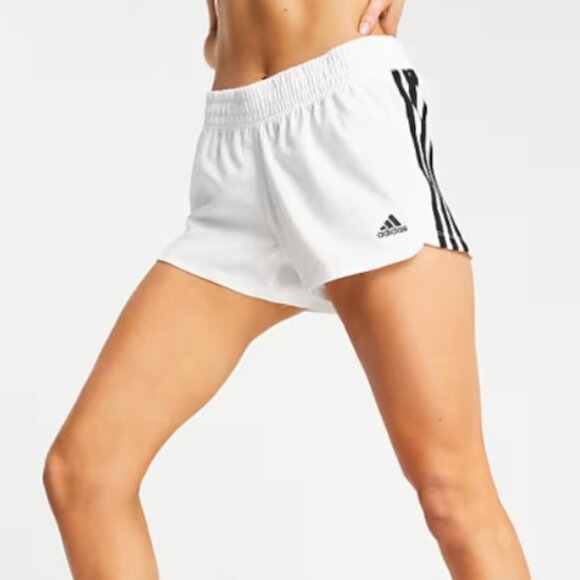 Adidas Women’s Pacer 3-Stripes Shorts Medium White Active Gym Running Athletic - Picture 1 of 11